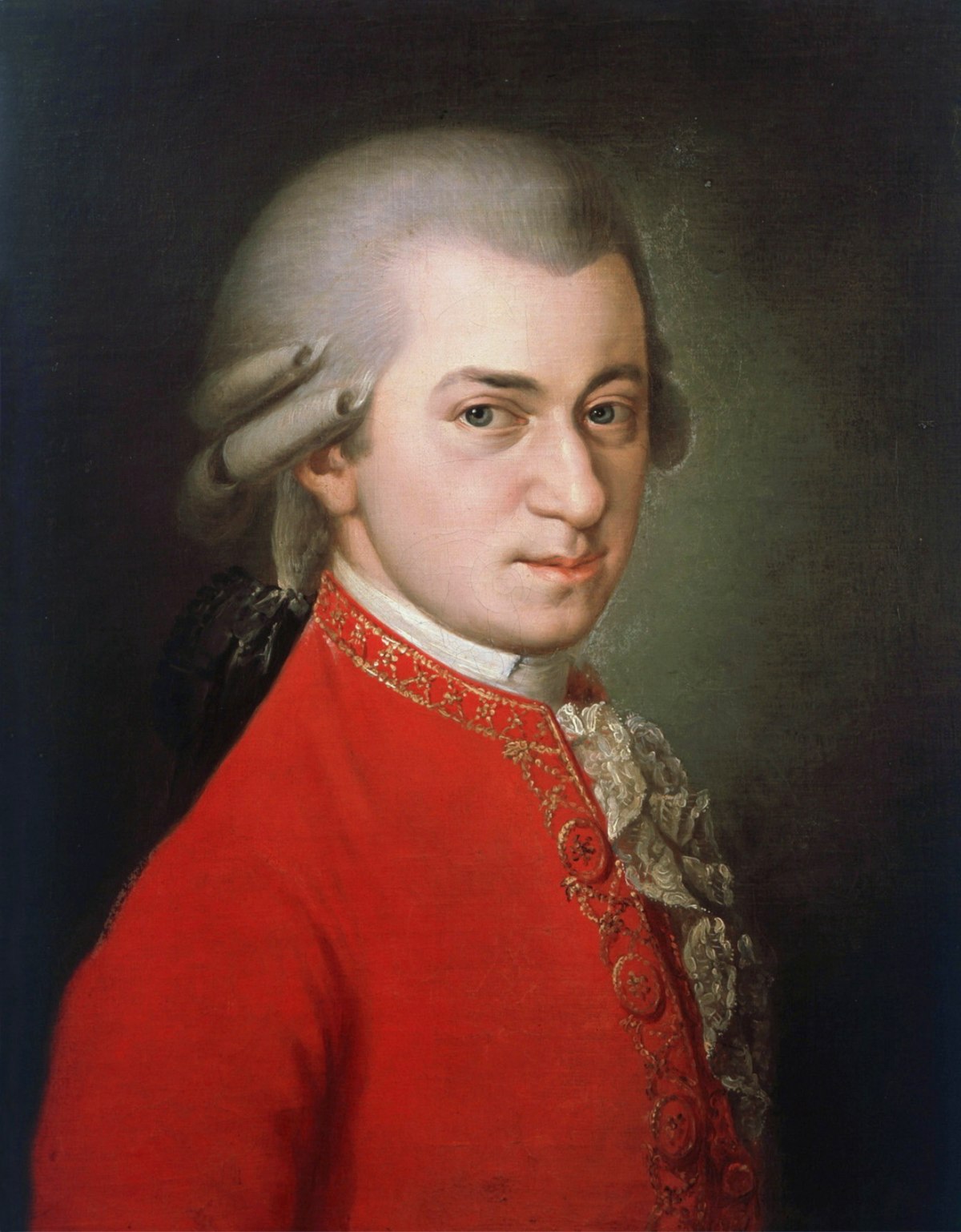 Pintura tipo retrato de Wolfgang Amadeus Mozart